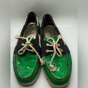 SPERRY TOP SIDER - green vinyl - Size US 9M